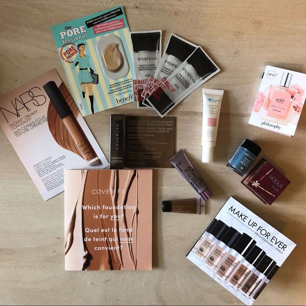 Travel size makeup + samples